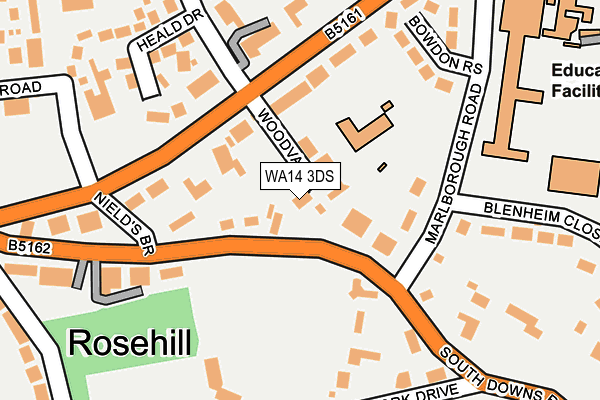 WA14 3DS map - OS OpenMap – Local (Ordnance Survey)