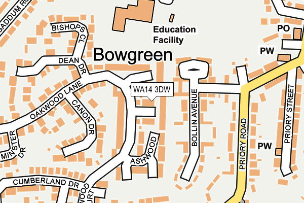 WA14 3DW map - OS OpenMap – Local (Ordnance Survey)