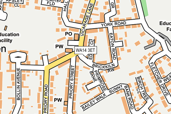 WA14 3ET map - OS OpenMap – Local (Ordnance Survey)