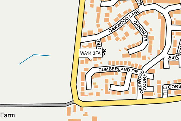 WA14 3FA map - OS OpenMap – Local (Ordnance Survey)