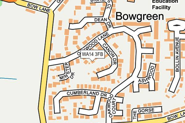WA14 3FB map - OS OpenMap – Local (Ordnance Survey)