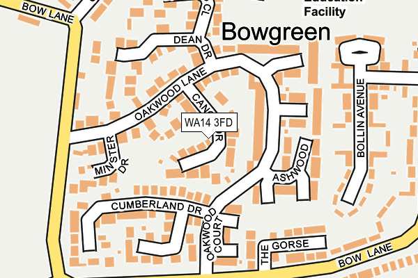 WA14 3FD map - OS OpenMap – Local (Ordnance Survey)