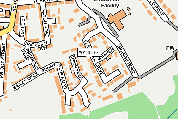 WA14 3FZ map - OS OpenMap – Local (Ordnance Survey)