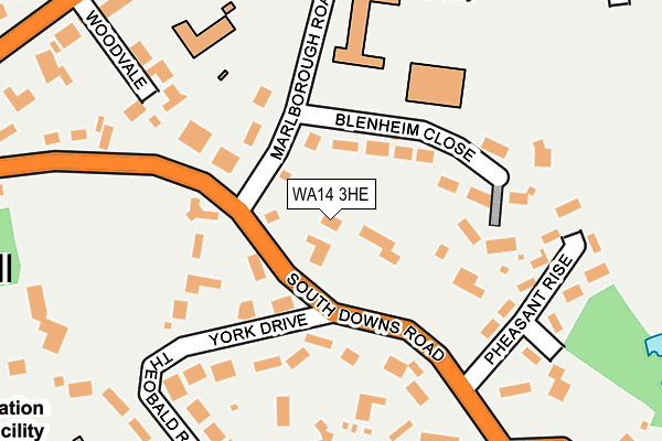WA14 3HE map - OS OpenMap – Local (Ordnance Survey)