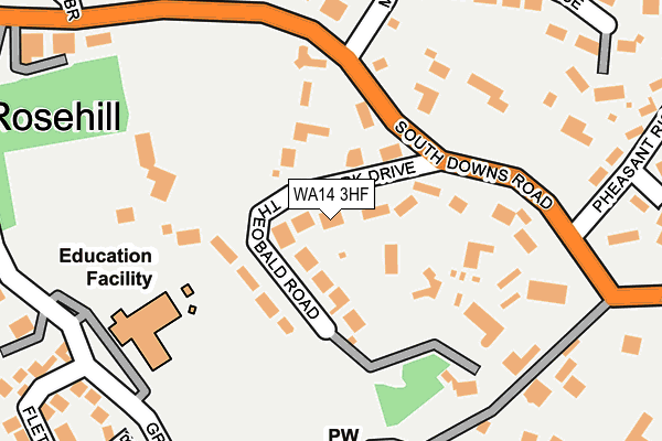 WA14 3HF map - OS OpenMap – Local (Ordnance Survey)