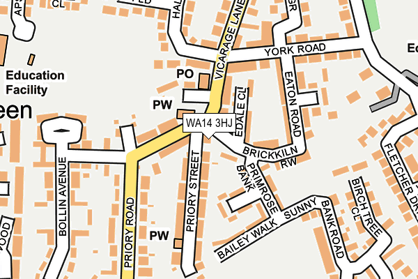 WA14 3HJ map - OS OpenMap – Local (Ordnance Survey)