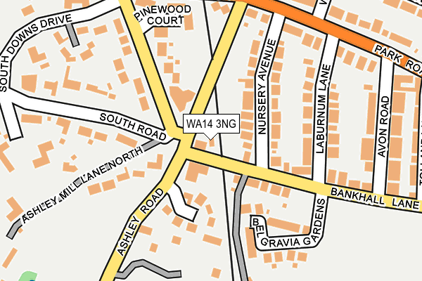 WA14 3NG map - OS OpenMap – Local (Ordnance Survey)