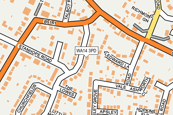 WA14 3PD map - OS OpenMap – Local (Ordnance Survey)