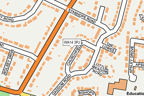 WA14 3PJ map - OS OpenMap – Local (Ordnance Survey)