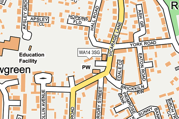 WA14 3SG map - OS OpenMap – Local (Ordnance Survey)