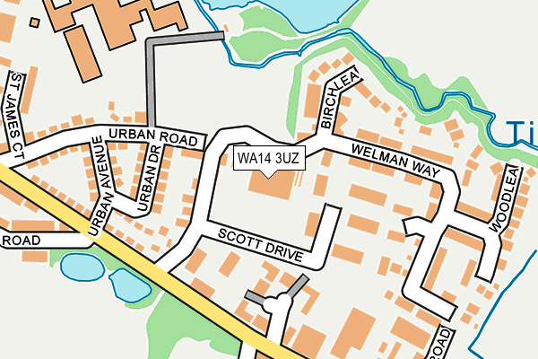 WA14 3UZ map - OS OpenMap – Local (Ordnance Survey)