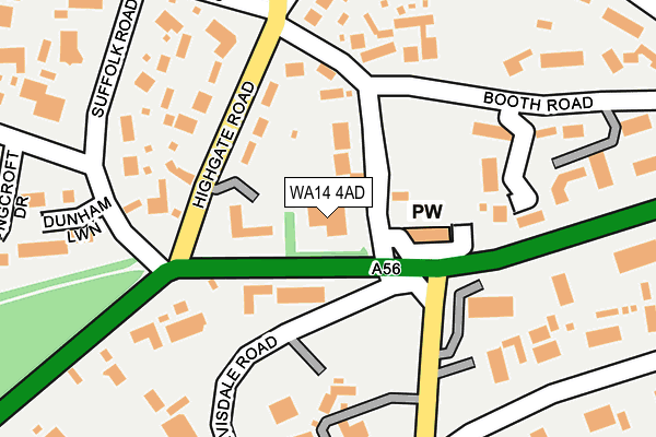 WA14 4AD map - OS OpenMap – Local (Ordnance Survey)