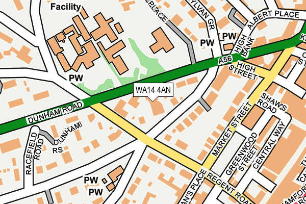 WA14 4AN map - OS OpenMap – Local (Ordnance Survey)