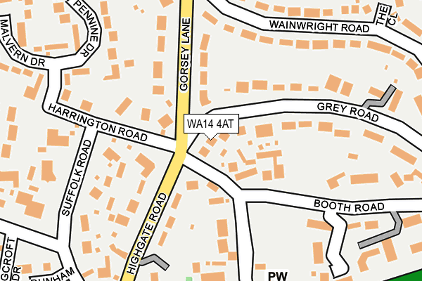 WA14 4AT map - OS OpenMap – Local (Ordnance Survey)