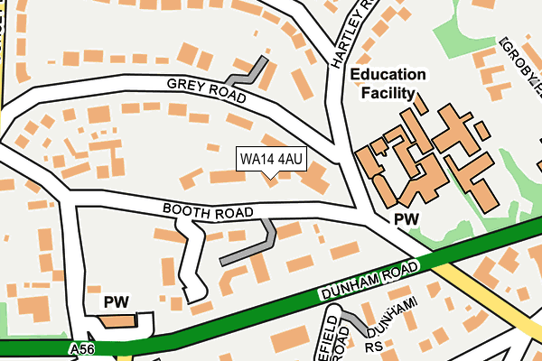 WA14 4AU map - OS OpenMap – Local (Ordnance Survey)