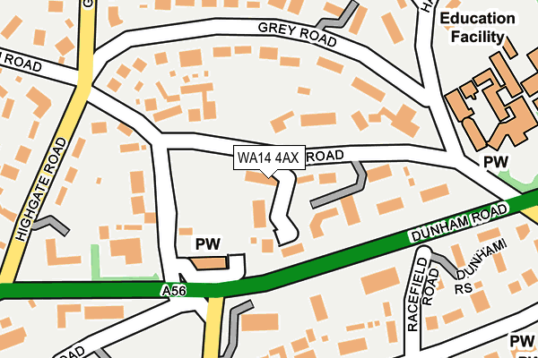 WA14 4AX map - OS OpenMap – Local (Ordnance Survey)