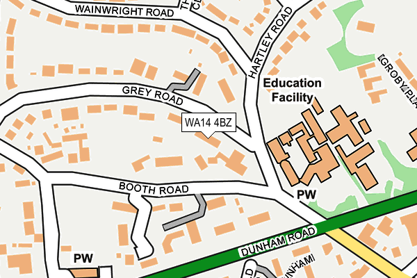 WA14 4BZ map - OS OpenMap – Local (Ordnance Survey)