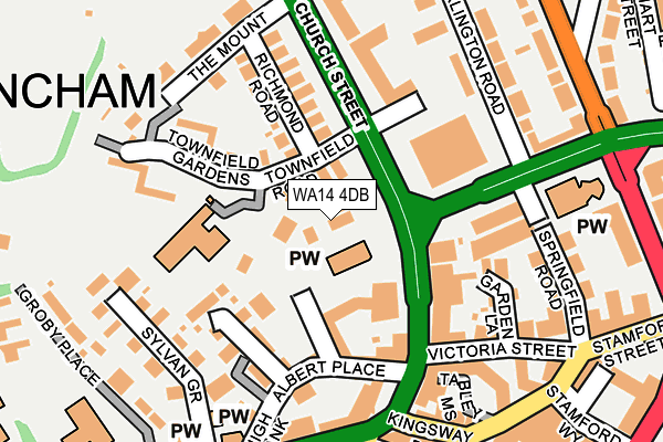 WA14 4DB map - OS OpenMap – Local (Ordnance Survey)
