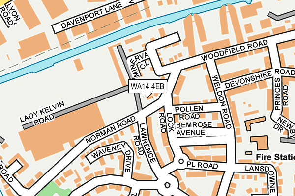 WA14 4EB map - OS OpenMap – Local (Ordnance Survey)