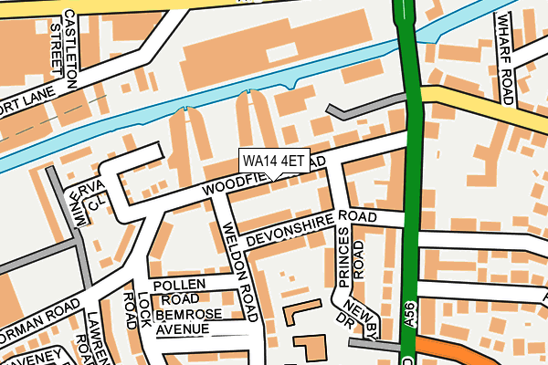 WA14 4ET map - OS OpenMap – Local (Ordnance Survey)