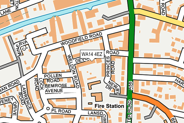 WA14 4EZ map - OS OpenMap – Local (Ordnance Survey)
