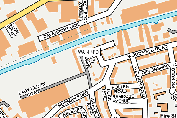 WA14 4FD map - OS OpenMap – Local (Ordnance Survey)
