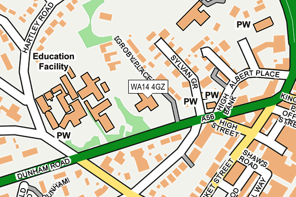 WA14 4GZ map - OS OpenMap – Local (Ordnance Survey)