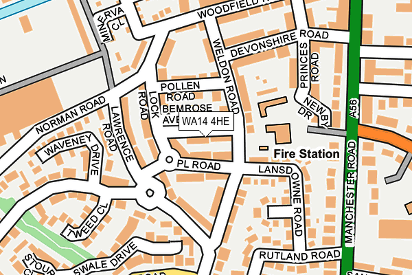 WA14 4HE map - OS OpenMap – Local (Ordnance Survey)
