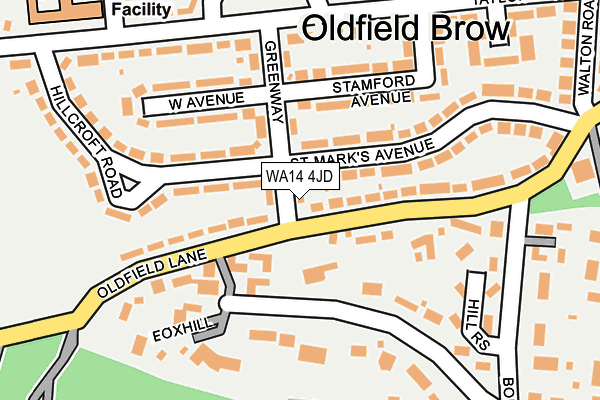 WA14 4JD map - OS OpenMap – Local (Ordnance Survey)