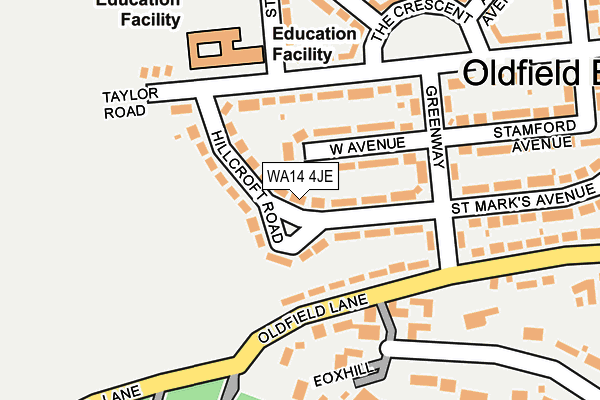 WA14 4JE map - OS OpenMap – Local (Ordnance Survey)
