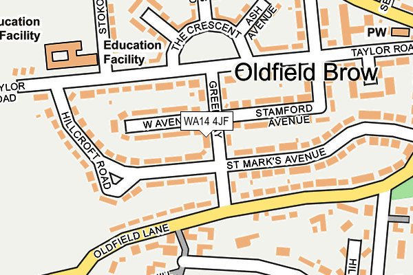 WA14 4JF map - OS OpenMap – Local (Ordnance Survey)