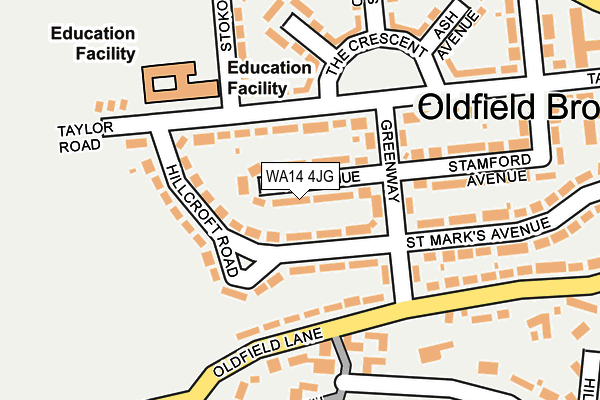 WA14 4JG map - OS OpenMap – Local (Ordnance Survey)