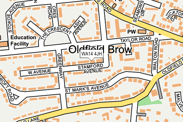 WA14 4JH map - OS OpenMap – Local (Ordnance Survey)