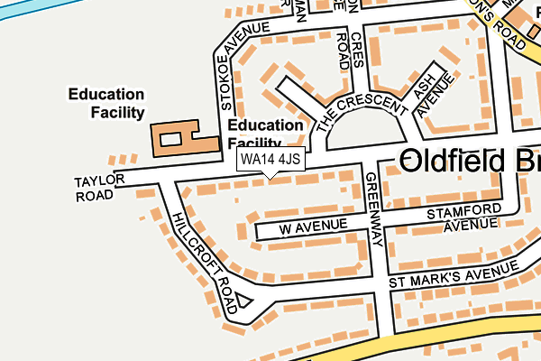 WA14 4JS map - OS OpenMap – Local (Ordnance Survey)