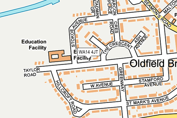 WA14 4JT map - OS OpenMap – Local (Ordnance Survey)