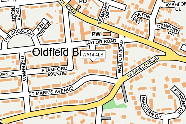WA14 4LS map - OS OpenMap – Local (Ordnance Survey)