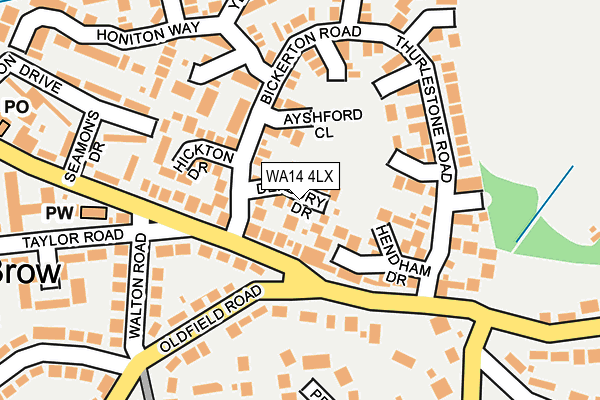 WA14 4LX map - OS OpenMap – Local (Ordnance Survey)