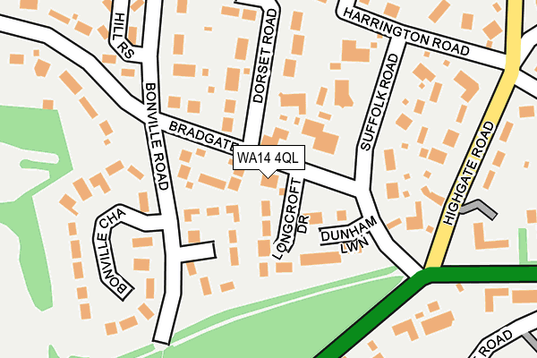 WA14 4QL map - OS OpenMap – Local (Ordnance Survey)