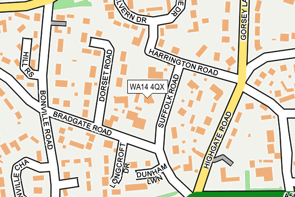 WA14 4QX map - OS OpenMap – Local (Ordnance Survey)