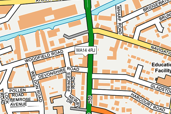WA14 4RJ map - OS OpenMap – Local (Ordnance Survey)
