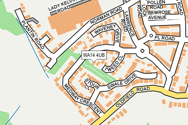 WA14 4UB map - OS OpenMap – Local (Ordnance Survey)