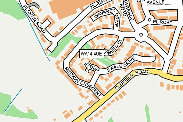 WA14 4UE map - OS OpenMap – Local (Ordnance Survey)