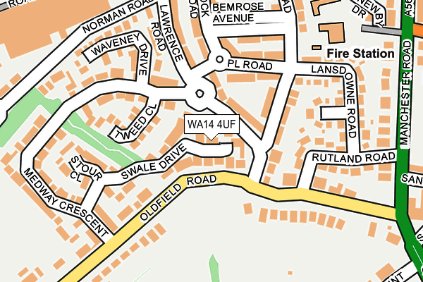 WA14 4UF map - OS OpenMap – Local (Ordnance Survey)