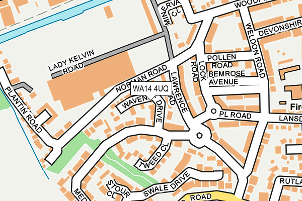 WA14 4UQ map - OS OpenMap – Local (Ordnance Survey)