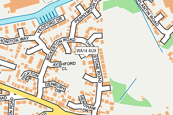 WA14 4UX map - OS OpenMap – Local (Ordnance Survey)
