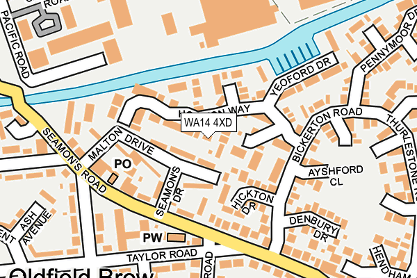 WA14 4XD map - OS OpenMap – Local (Ordnance Survey)