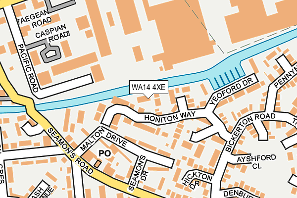 WA14 4XE map - OS OpenMap – Local (Ordnance Survey)