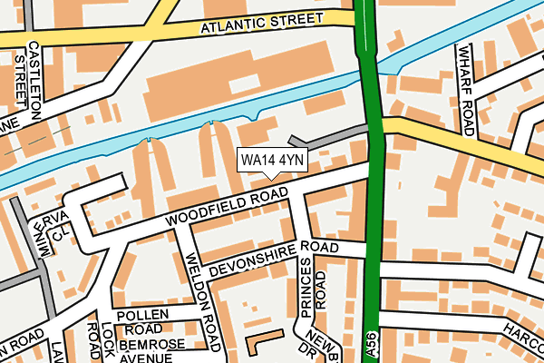 WA14 4YN map - OS OpenMap – Local (Ordnance Survey)