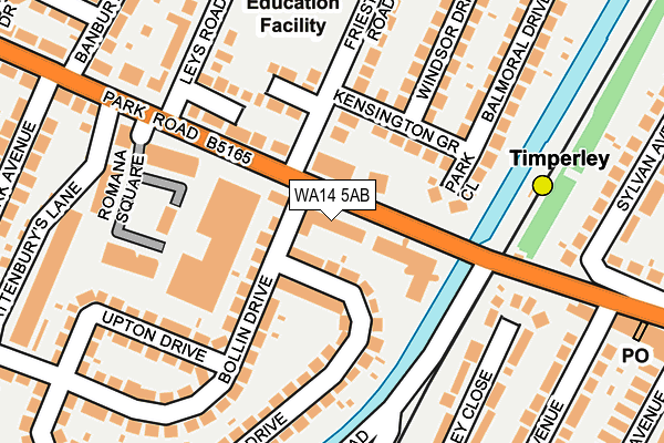 WA14 5AB map - OS OpenMap – Local (Ordnance Survey)