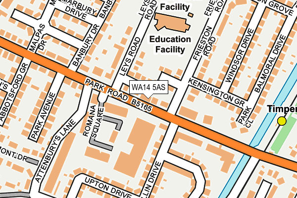 WA14 5AS map - OS OpenMap – Local (Ordnance Survey)